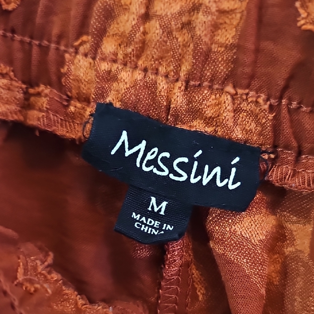 Messini Floral Wide Leg Pants, Red/Orange, Womens Medium High Rise - Picture 3 of 5
